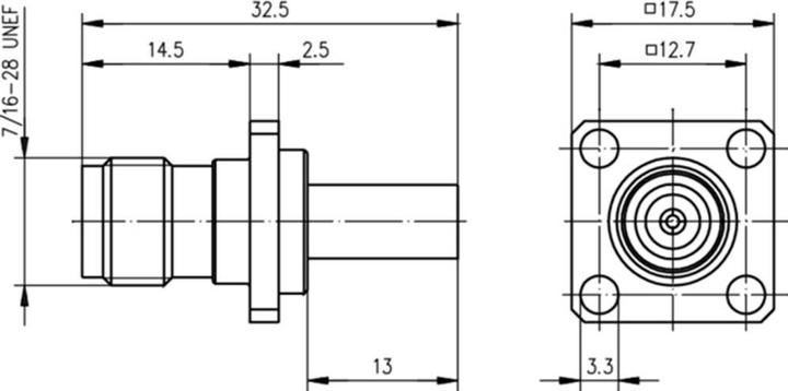 Produktbild Telegärtner TNC-Kabeleinbaubuchse mit Flansch 50 Ohm, crimp/crimp, A1005, Z54, G01 (RG-58 C/U) (Antennenkabel)