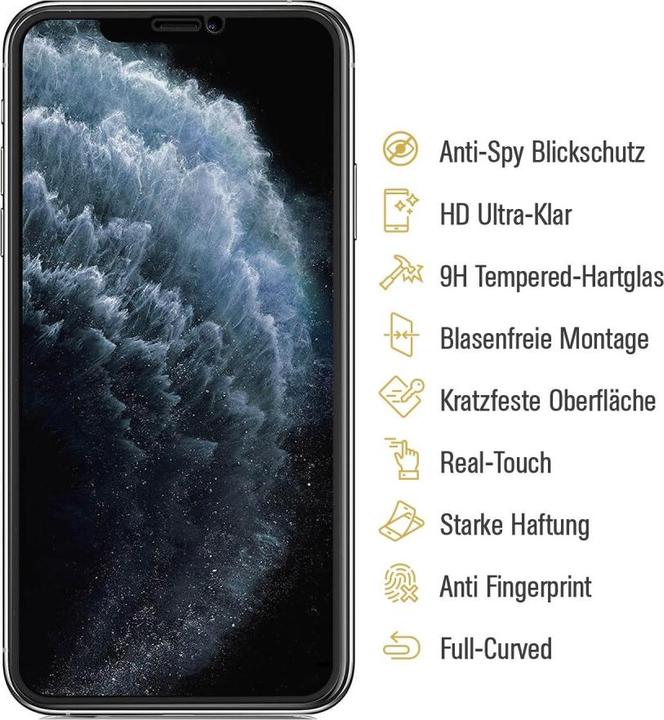 Produktbild Protectorking 1x Echtes Tempered 9H Panzerhartglas Blickschutz (4 Stk., Apple iPhone XS Max)
