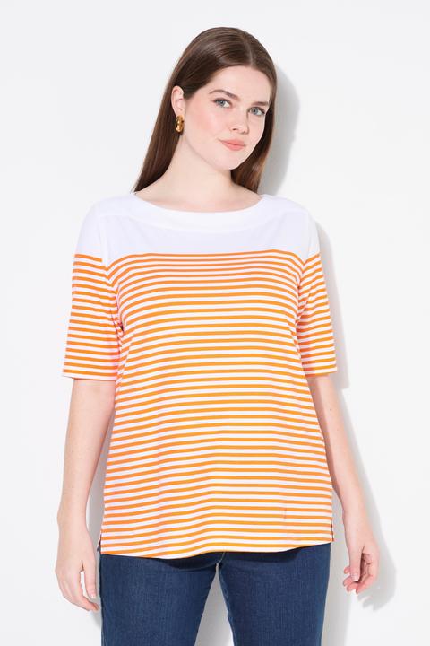 Produktbild Ulla Popken T-Shirt, Bretonringel, U-Boot-Ausschnitt, Halbarm (56)