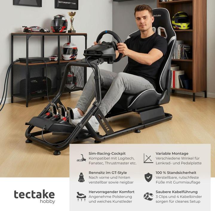 Image du produit tectake Fauteuil gaming Play, siège baquet, compatible avec de nombreuses consoles