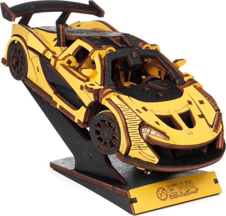 Actual product image Eco Wood Art Mechanical 3D wooden-puzzle - Racing Car -Yellow (237 parts)