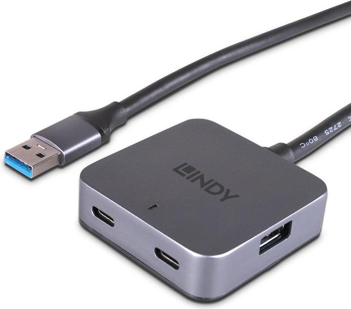 Produktbild Lindy 10m USB 3.0 Hub, 4 Ports 10m Verlängerung für 2 USB Typ C und 2 USB Typ A Geräte (USB-A, 4 Ports)