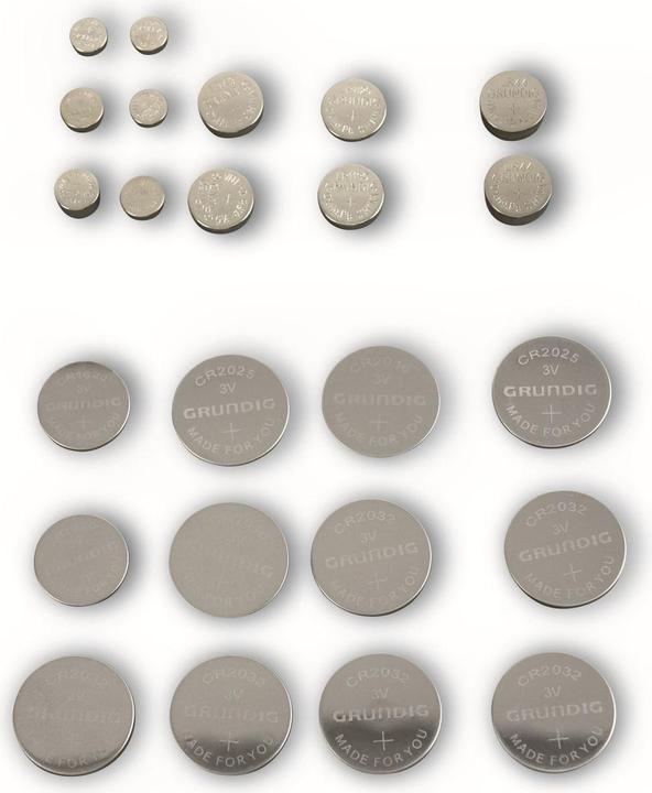 Immagine prodotto Grundig Potenza+++ (24 pz., AG1, LR41, AG4, LR754, AG8, LR43, LR44, CR1620, CR2016, CR2025, CR2032, 200 mAh)
