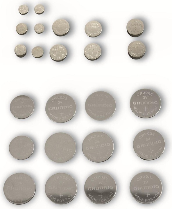 Actual product image Grundig Power+++ (24 pcs., AG1, LR41, AG4, LR754, AG8, LR43, LR44, CR1620, CR2016, CR2025, CR2032, 200 mAh)