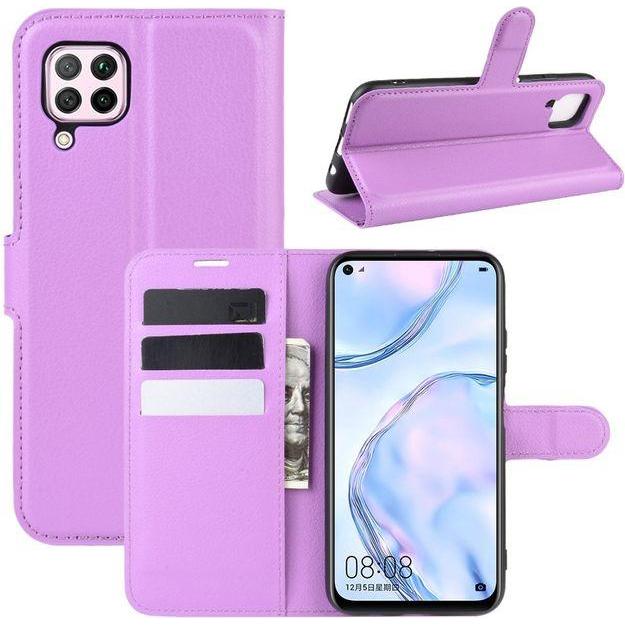 Thumbnail - MU Classic Litchi Leder Bookcover Series (Huawei P40 Lite), Smartphone Hülle, Violett