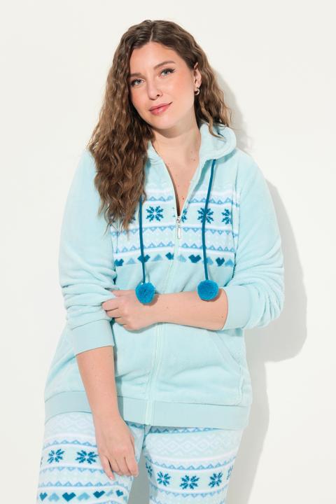 Produktbild Ulla Popken Homewear-Jacke, Plüsch, Norweger, Kapuze, recycelt (50, 52)