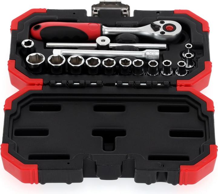Actual product image Gedore Red red Socket spanner set, 16-piece, With reversible ratchet, ratchet, socket spanner, 1/4"