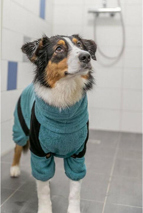 Immagine prodotto Trixie Badjas / Huisoverall Badstof Petrol - 46 Cm (M, Accappatoio per cani, Salopette per cani)