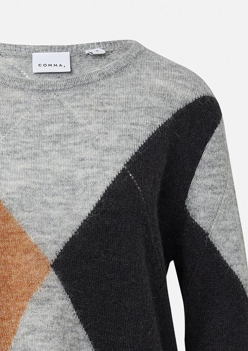 Produktbild Comma Strickpullover Strickpullover aus Alpakawollmix mit Rautenmuster (S)