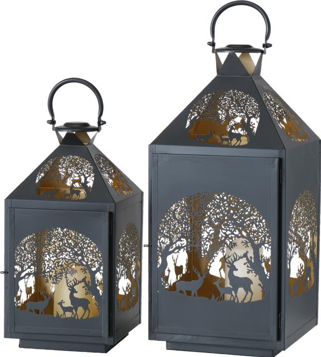 Produktbild Boltze Home Weihnachtswindlicht Tifels 2er Set, Gold/Schwarz (58 x 28 x 28 cm, 2 x)