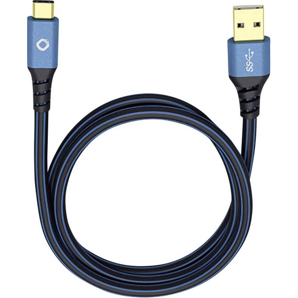Oehlbach USB 3.2 Gen 1 (USB 3.0) Anschlusskabel (1x Stecker A 1x C™ Stecker) 3.00 m vergoldete Steckkontakt (3 m, USB 3....