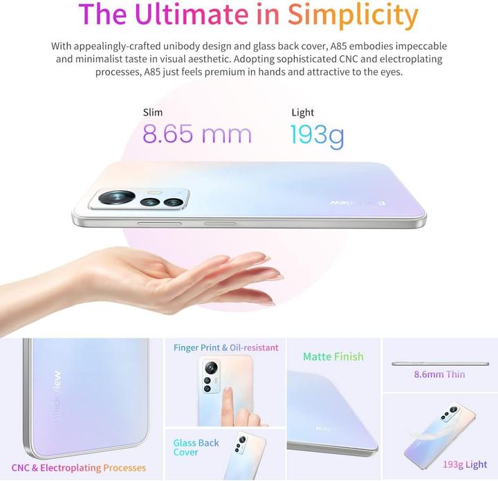 Produktbild Blackview A85 8/128GB 4G/NFC (128 GB, Noir, 6.56", Dual SIM, 4G)