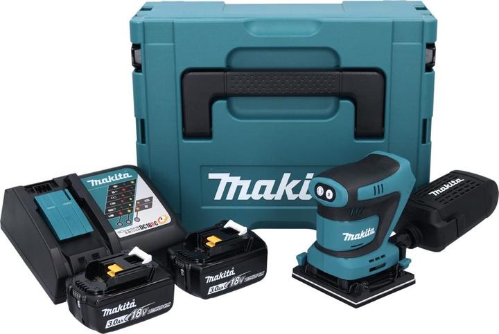 Produktbild Makita DBO 481 RFJ Akku Schwingschleifer 18 V 112 x 102 mm + 2x Akku 3,0 Ah + Ladegerät + Makpac (Schwingschleifer)