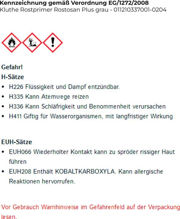 Actual product image Kluthe Rostprimer Rostosan Plus grau - 011210337001 (2500 ml, Grey)