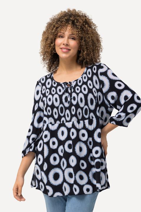 Produktbild Ulla Popken Smokbluse, Kreise, A-Linie, Rundhals, 3/4-Arm (42, 44)
