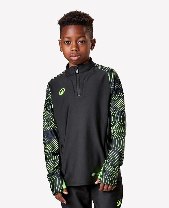 Image du produit Kipsta Sweat De Football Enfant 1/2 Zip Viralto Jr Wave Noir, Jaune Fluo (140)