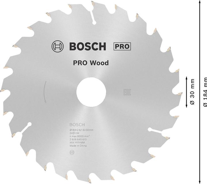 Actual product image Bosch Professional Zubehör PRO Wood circular saw blade, 184 x 2.6 x 30 mm