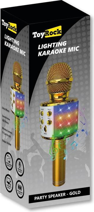Immagine prodotto Toyrock Party Fun Lights - Microfono per karaoke con altoparlante - Oro (605602)