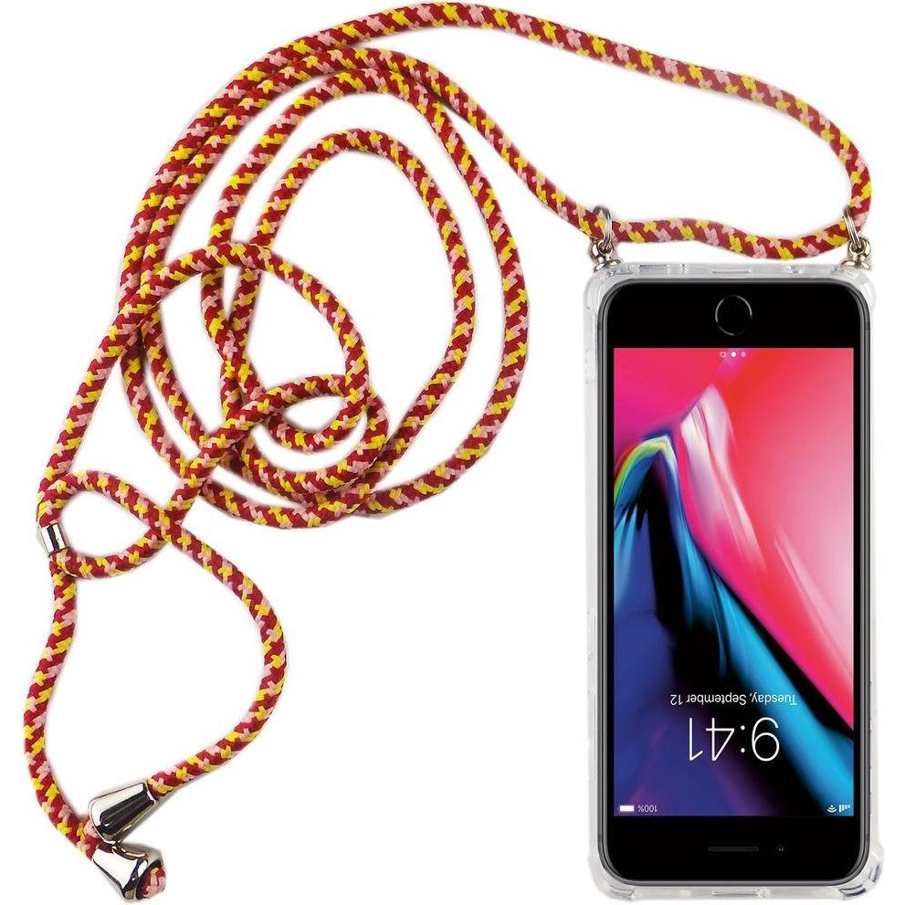 König Design Apple iPhone 7 / 8 Handykette Hülle mit Band Case zum umhängen mit Kordel Rot, Handykette, Transparent