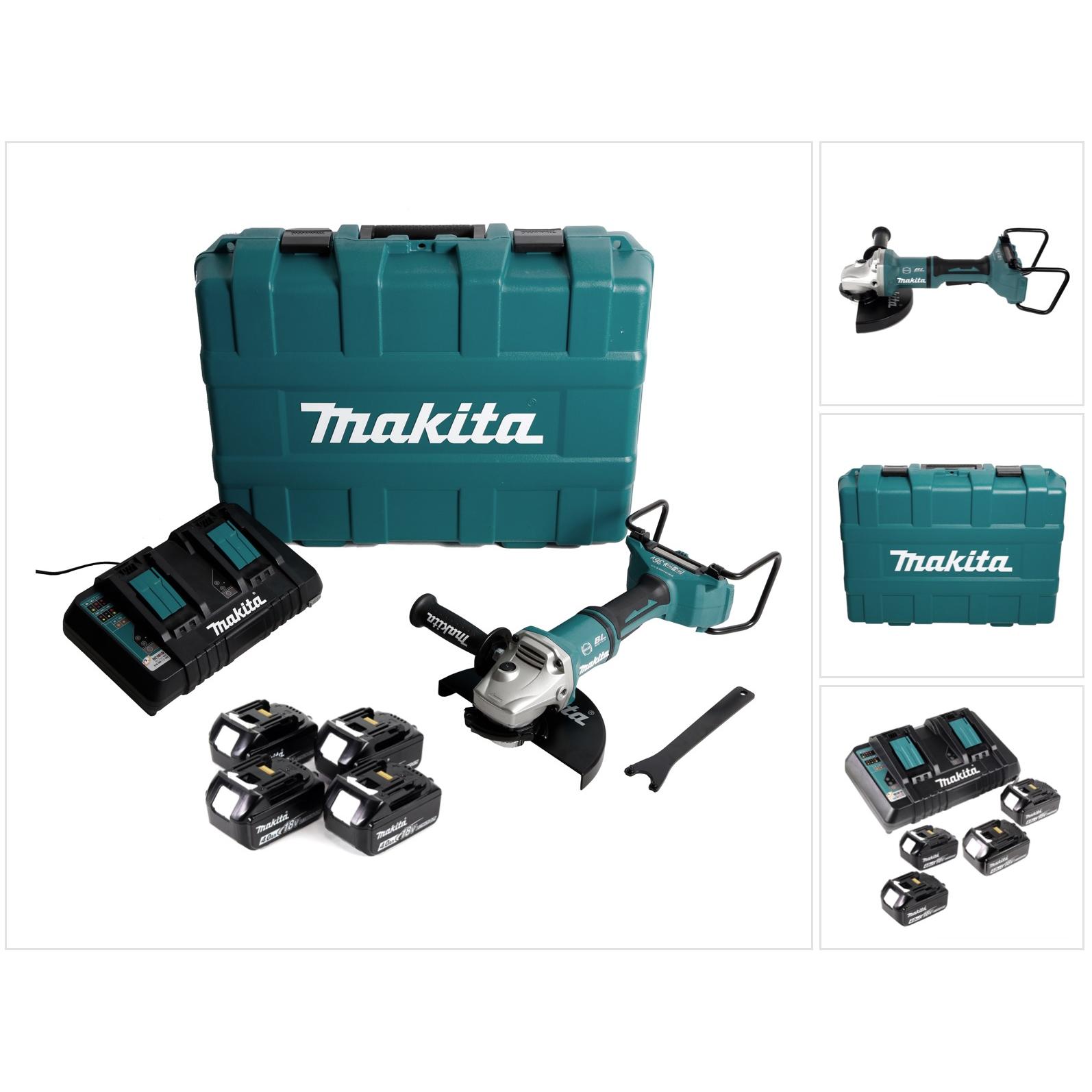 Makita, Winkelschleifer, DGA 900 PM4KX2 Akku Winkelschleifer 36V ( 2x18V ) 230mm Brushless + 4x Akku 4,0Ah + (230 mm)