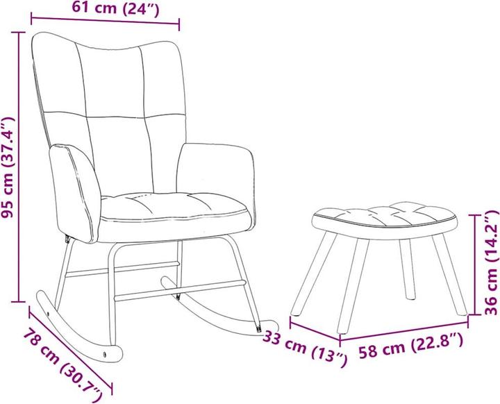 Actual product image vidaXL Schaukelstuhl mit Fusshocker
