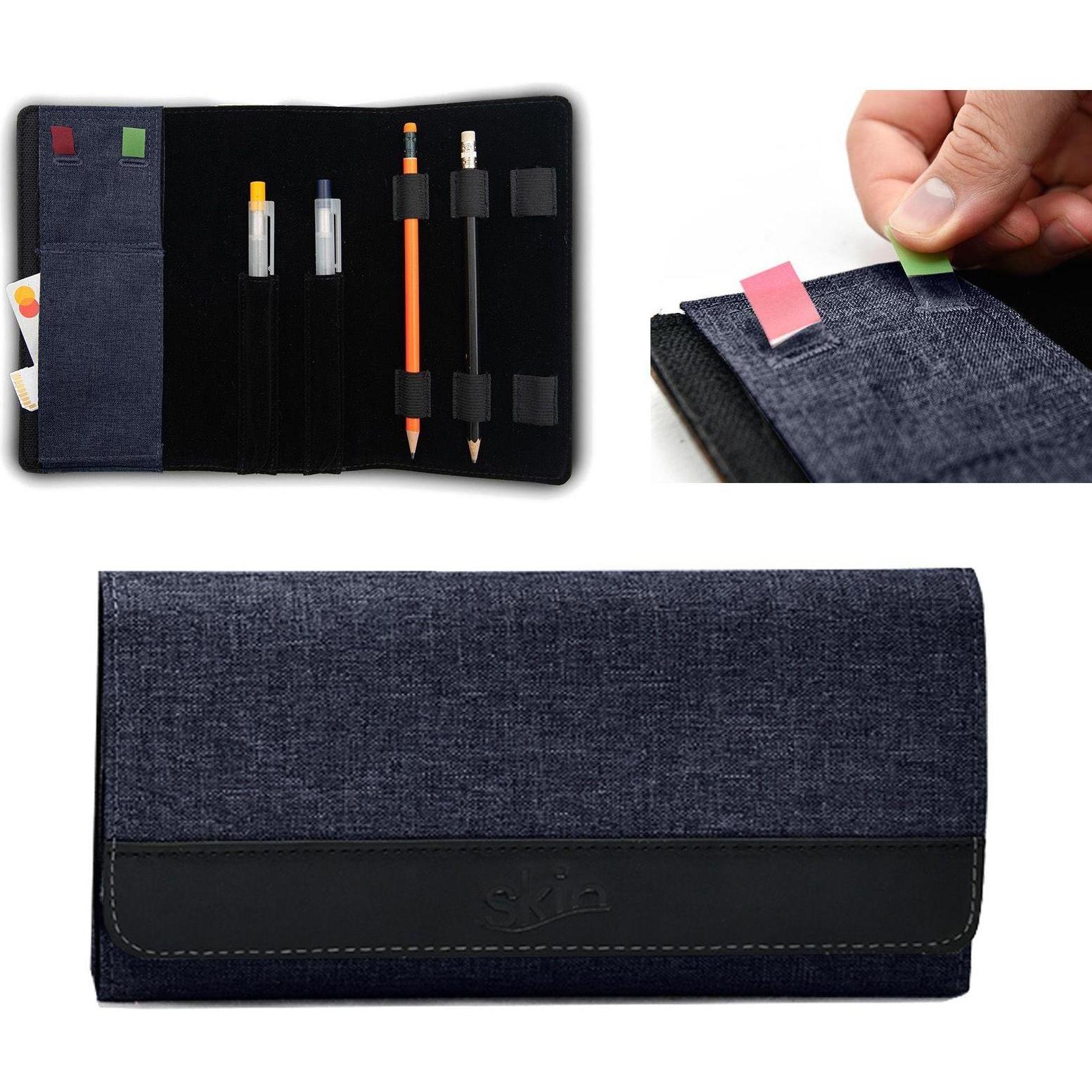 Barth & Bauer, Etui, PenSkin - vegano - denim-blue, (Mikrofaser), Stifteetui für Schreibaccessoires & Haftstreifen