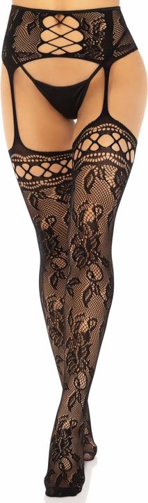 Image du produit Leg Avenue Bas En Dentelle Florale, Noir (Taille unique)