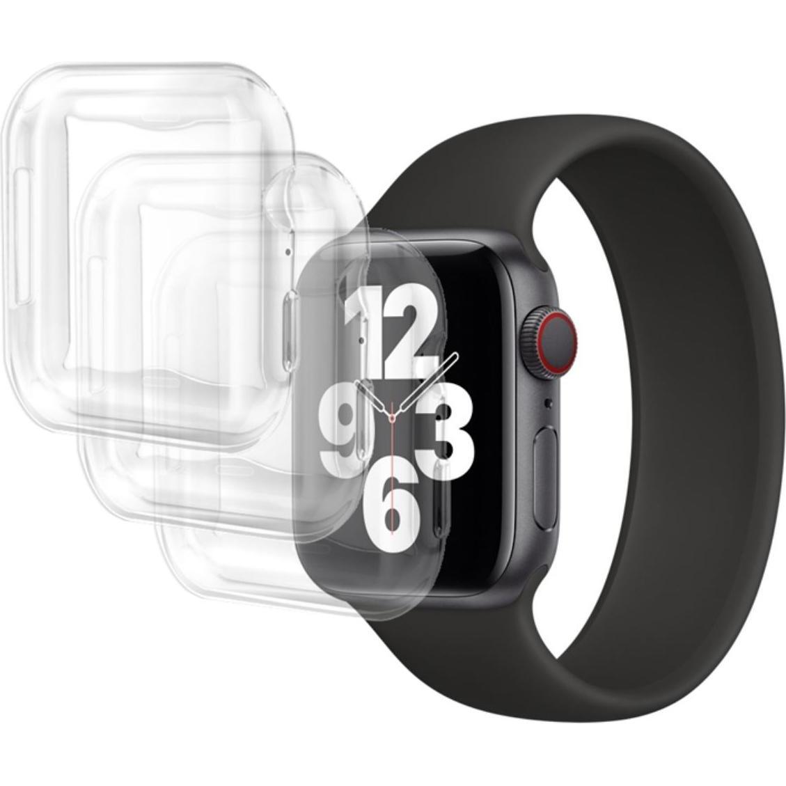 EKO Packung mit 3 Hüllen für Apple Watch 44mm Vollständiger Schutz aus TPU, Smartwatch Zubehör, Transparent