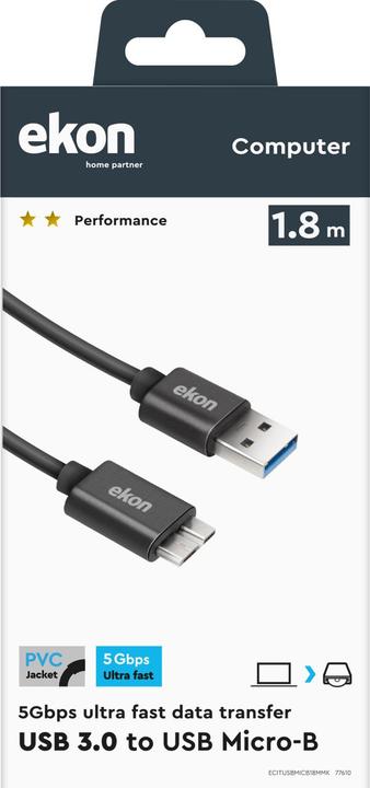 Image du produit Ekon CAVO USB A TO MICRO 3.1 1,8MT () (1.80 m)