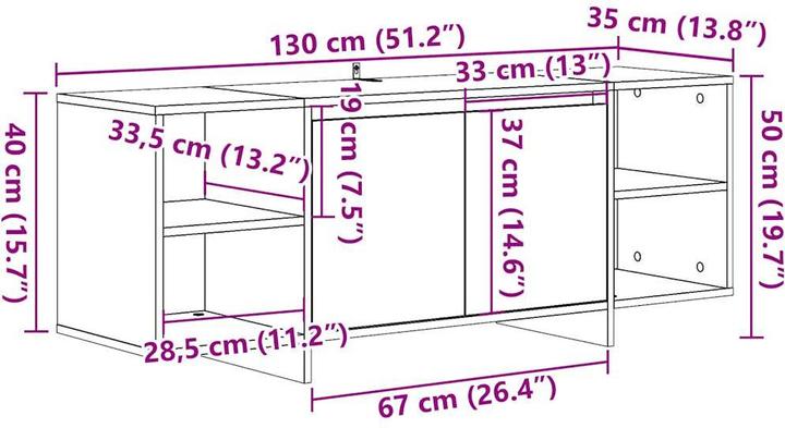 Produktbild VidaXL TV Schrank Lowboard Fernsehschrank Fernsehtisch TV Möbel Artisan-Eiche (130 x 35 x 50 cm)