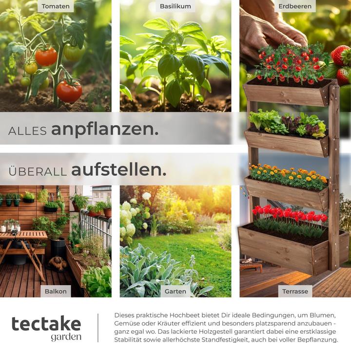 Immagine prodotto tectake Aiuola verticale Flora, legno verniciato, incluso tessuto non tessuto per piante