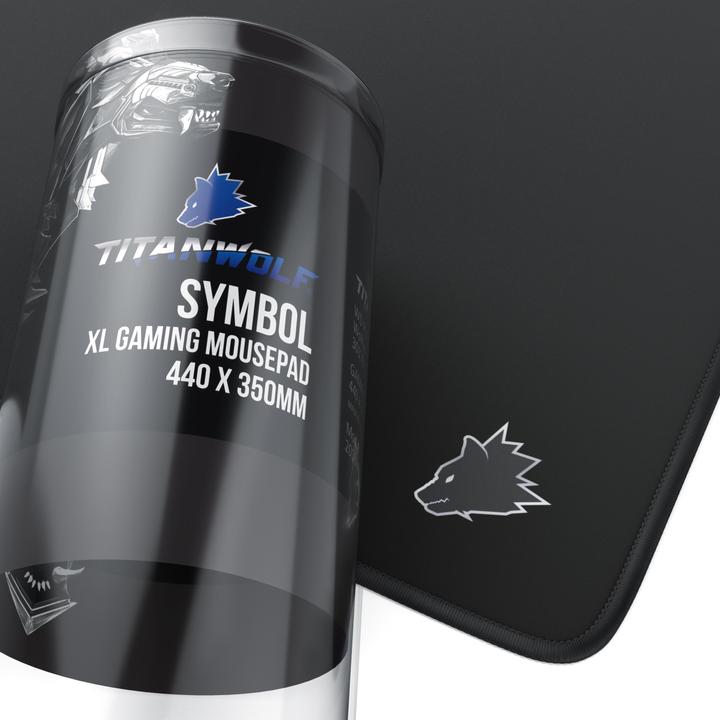 Actual product image Titanwolf Gaming mouse pad XL, 440 x 350mm mouse mat with fabric surface, rubberised back, small motif (XL)
