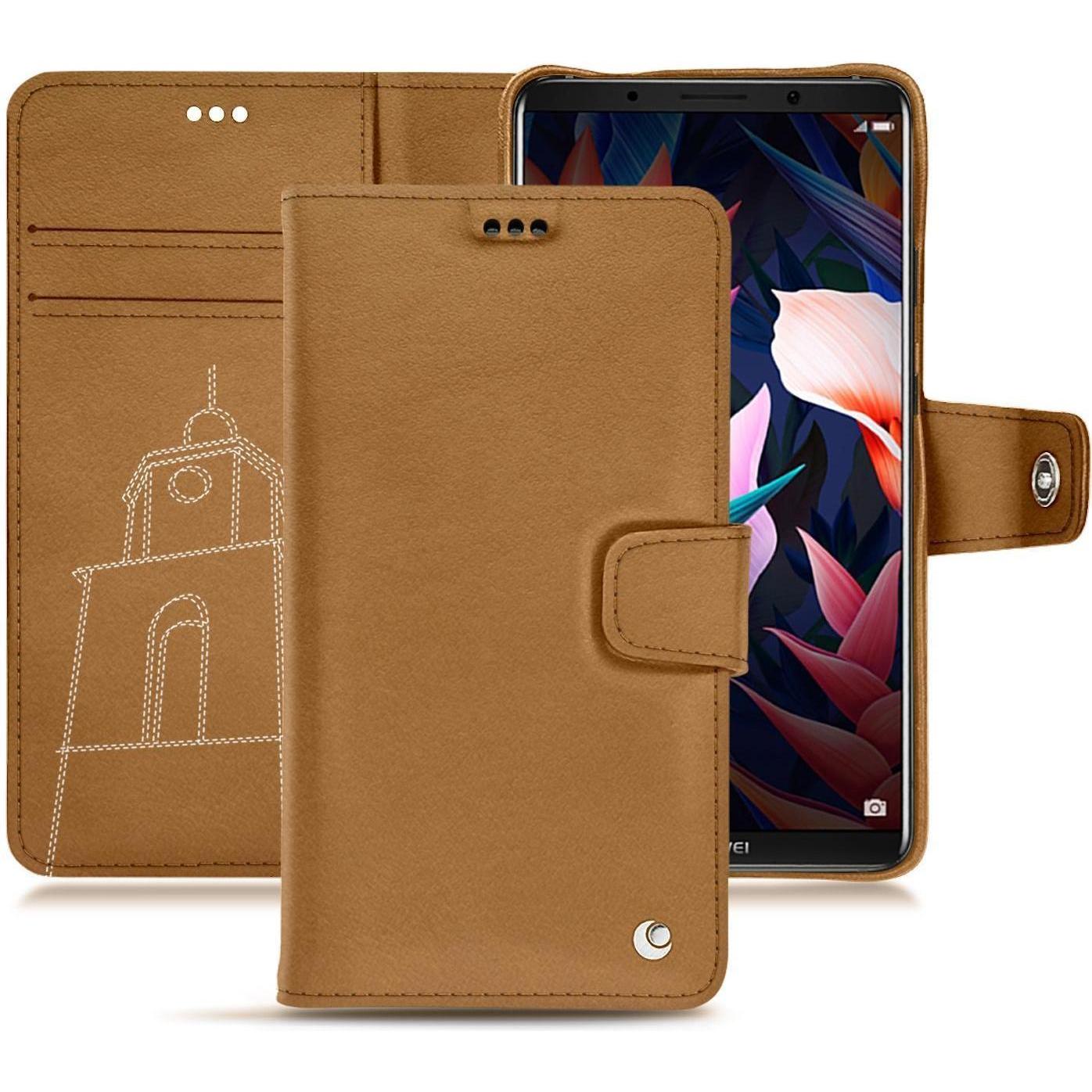 Noreve Lederschutzhülle Wallet (Huawei Mate 10 Pro), Smartphone Hülle, Braun