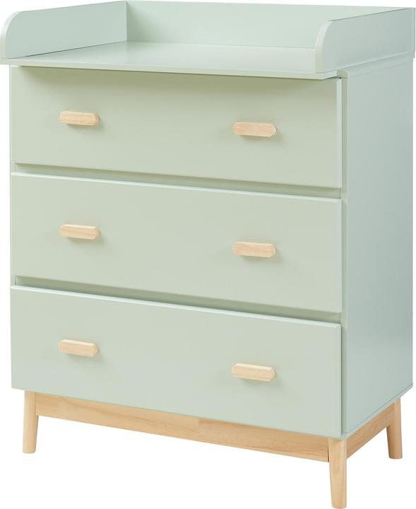 En.Casa Wickelkommode Sarievn mit Wickelauflage 100x80x53 cm Mintgrün