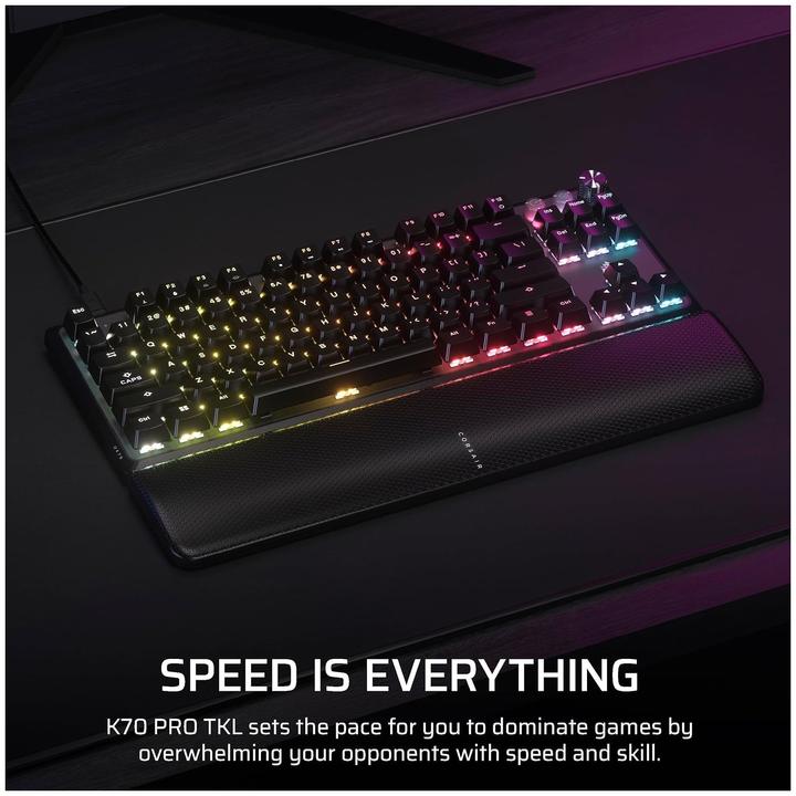 Actual product image Corsair K70 PRO TKL RGB Tenkeyless Magnetic-Mechanical Wired Gaming Keyboard (Αγγλικό US) - Black CH (US, Cable)