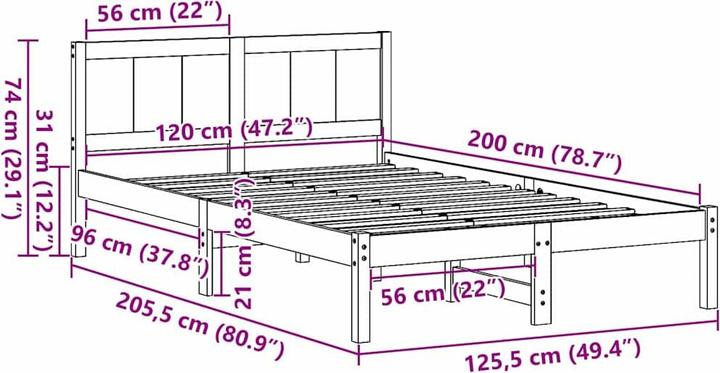 Image du produit vidaXL Bettgestell (120 x 200 cm)