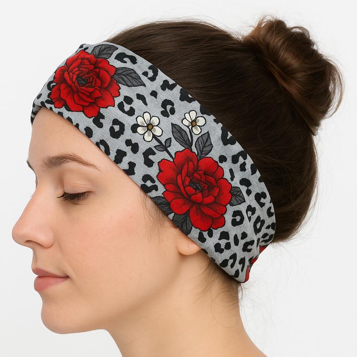 Produktbild Avizar Tiermuster Haarband Leopard und Rosen Raven