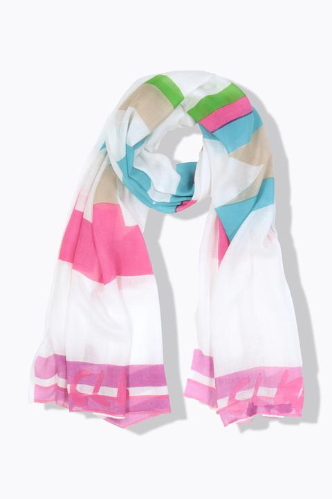 Ulla Popken Schal, Pink-Schriftzug, Bordürendruck