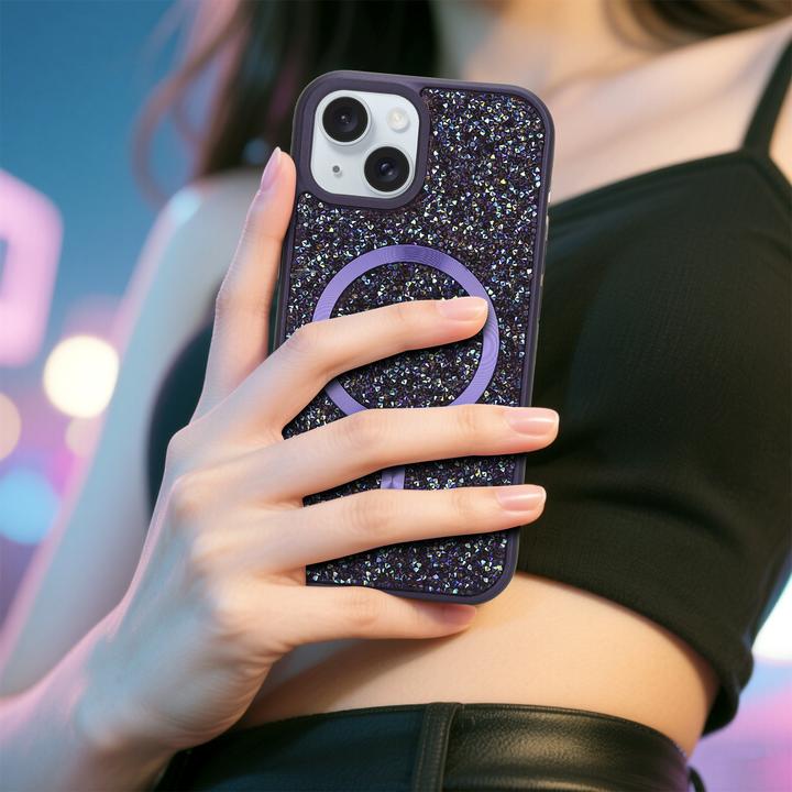 Produktbild Cadorabo iPhone 14 PLUS / 15 PLUS Hülle kompatibel mit MagSafe Glitzer Case (Apple iPhone 14 Plus, Meizu 15 Plus)