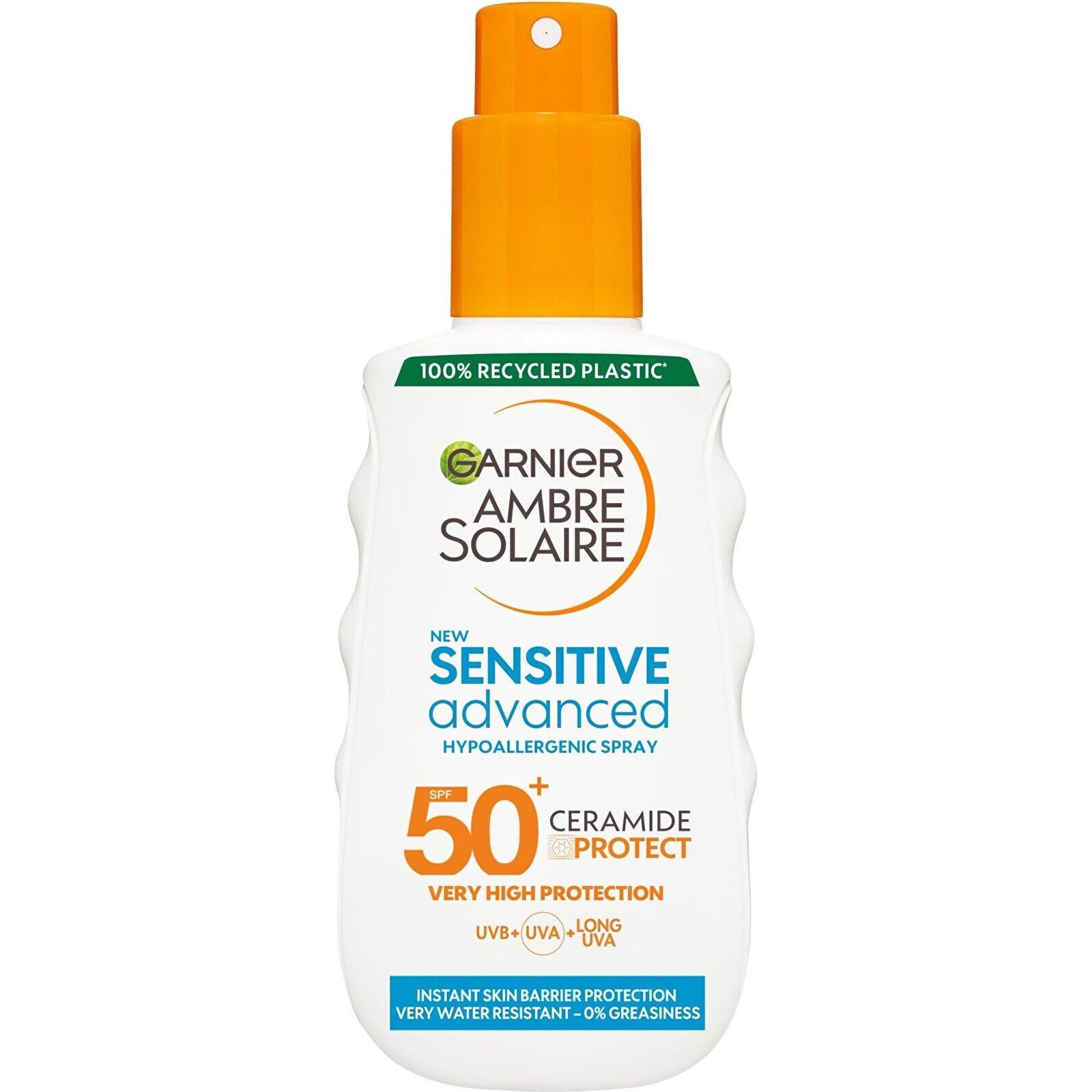 Garnier Crema Solare, - Ambre Solaire Sensitive Advanced Hypoallergenic Spray - Spf 50+ (Spray Solare, Spf 50, 200 Ml)