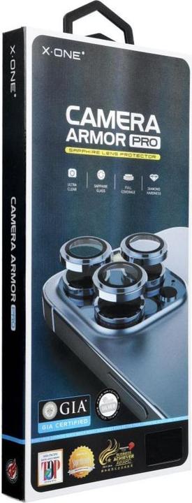 Immagine prodotto X-One Protective glass Sapphire Camera Armor Pro - for iPhone 15 Pro/15 Pro Max - silver (1 Pezzo/i, Apple iPhone 15 Pro, Apple iPhone 15 Pro Max)