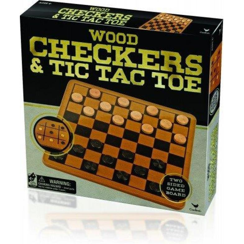 Cardinal game set Wooden Checkers and TTT, 6033145