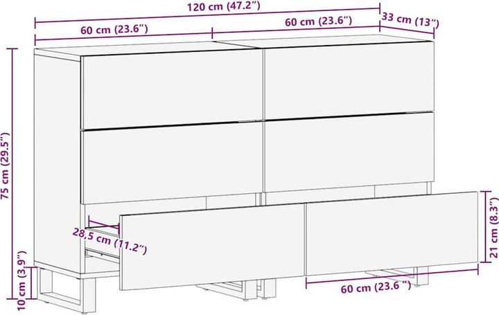 Produktbild vidaXL Sideboard-Aufbewahrung (33.50 x 33.50 x 75 cm)
