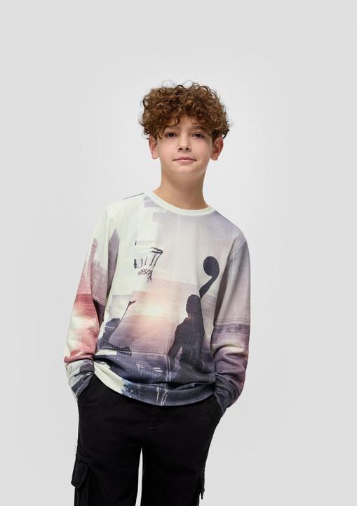 Produktbild s.Oliver Sweatshirt Sweatshirt mit Allover-Foto-Print (S)