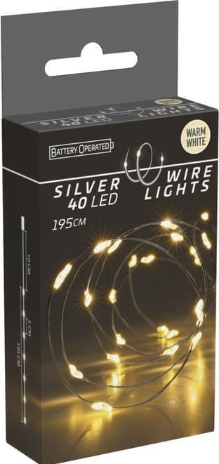 Produktbild Silberdraht 40Led Warmweiss, 195cm (1.95 m)