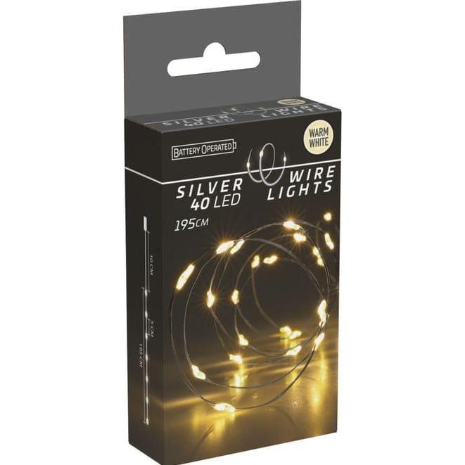 Thumbnail - Lichterkette, Silberdraht 40Led Warmweiss, 195cm (1.95 m)