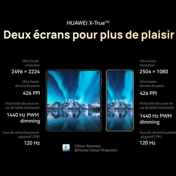 Actual product image Huawei Ultra-slim foldable smartphone with 50 MP camera, 4800 mAh battery, and fast wired/wireless charging