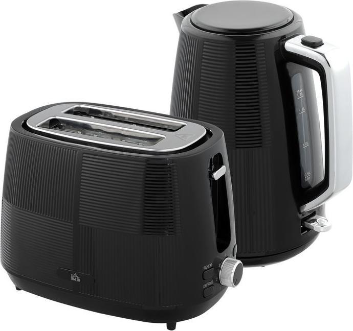 Actual product image Swisshandel24 Wasserkocher- und Toaster-Set, 1,7 L, verschiedene Funktionen, Edelstahl, Schwarz (1.70 l)