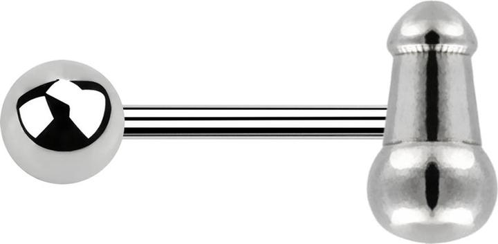Produktbild Star Piercing Barbell silber mit Kugel und Penis (ohne Messing, Chirurgenstahl 316L)