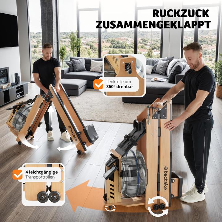 Produktbild tectake Holzrudergerät Titan klappbar, ergonomisch, 150kg belastbar